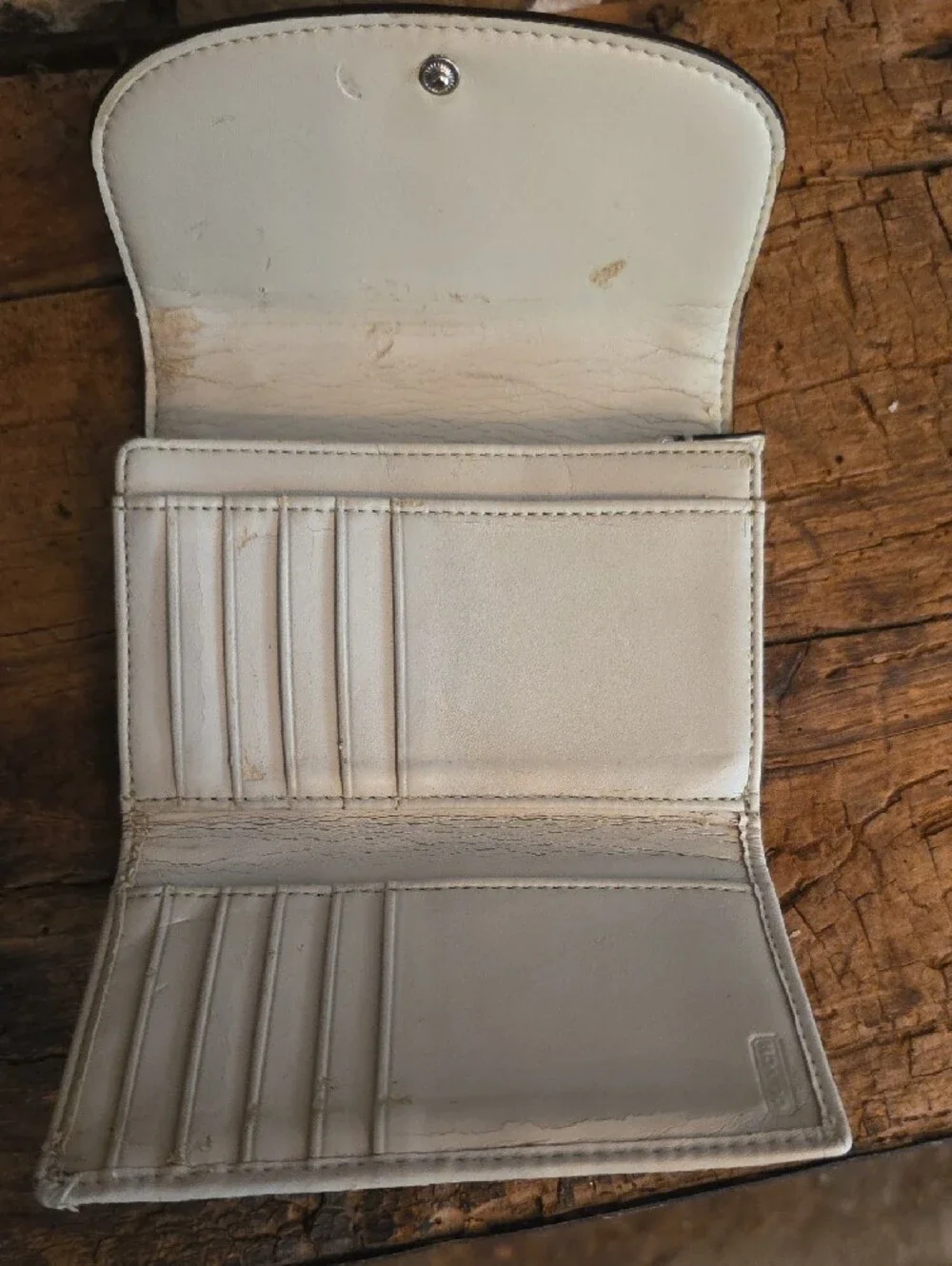 Coach Brown Signature Canvas Small Card Wallet with Cream Trim